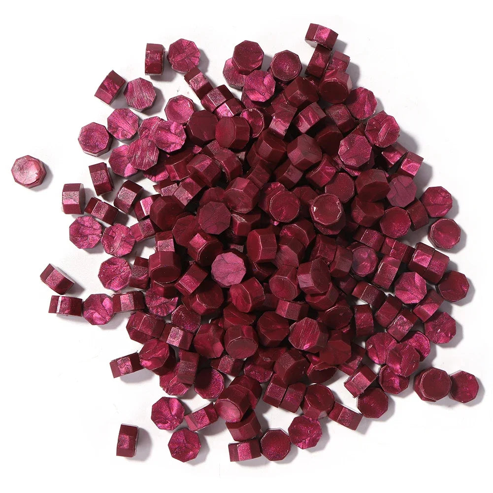 100pcs Octagon Red Sealing Wax Beads Retro Seal Stamp Beaded for Wedding Birthday Card Vintage Craft Envelope Letter Decor