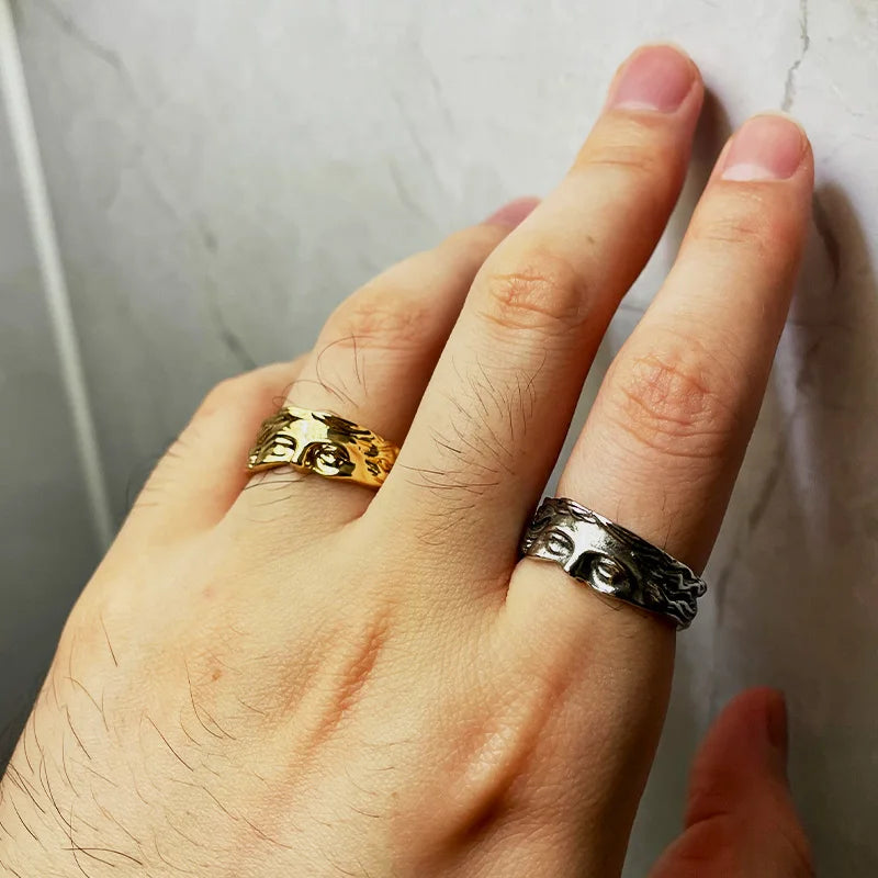 Retro Half Face Venus Ring For Men Women Greek Mythology Vintage Punk Gothic Art Open Ring Unisex Accessories Designer Jewelry