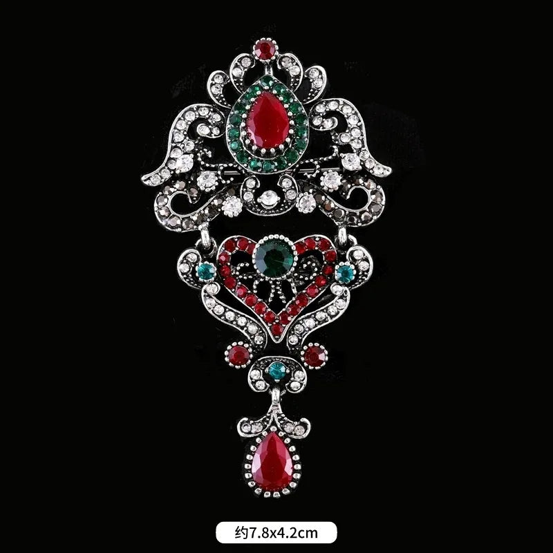 Baroque Style Vintage Women Men Fashion Crystal Brooches Pins Retro Palace Metal Badges Lapel Pin Unisex Party Corsage Jewelry