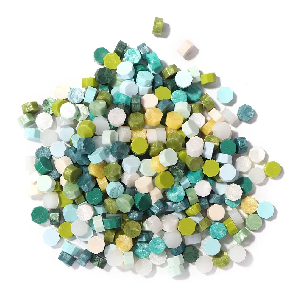 100pcs Octagon Red Sealing Wax Beads Retro Seal Stamp Beaded for Wedding Birthday Card Vintage Craft Envelope Letter Decor