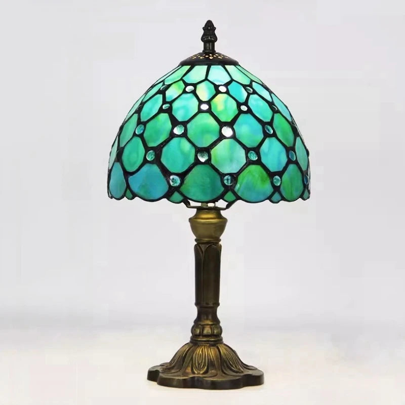 E27 Retro Baroque LED Table Lamps Mediterranean Vintage Stained Glass Bedroom Reading Cafe Bar Decor Desk Lights With EU/US Plug
