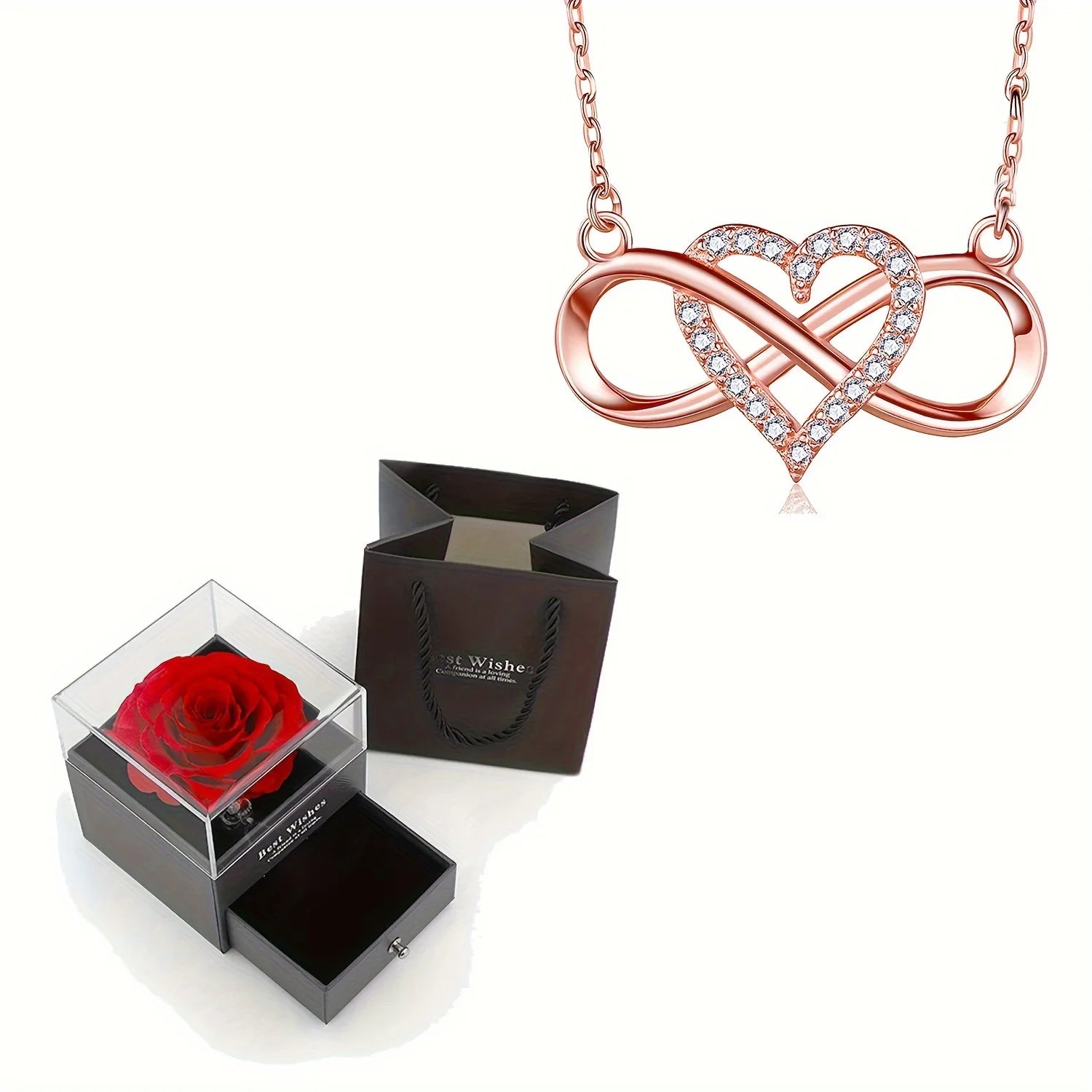 Luxury Heart Pendant Necklaces With Rose Gift Box For Women Christmas Valentine Girlfriend Romantic Trendy Wedding Jewelry