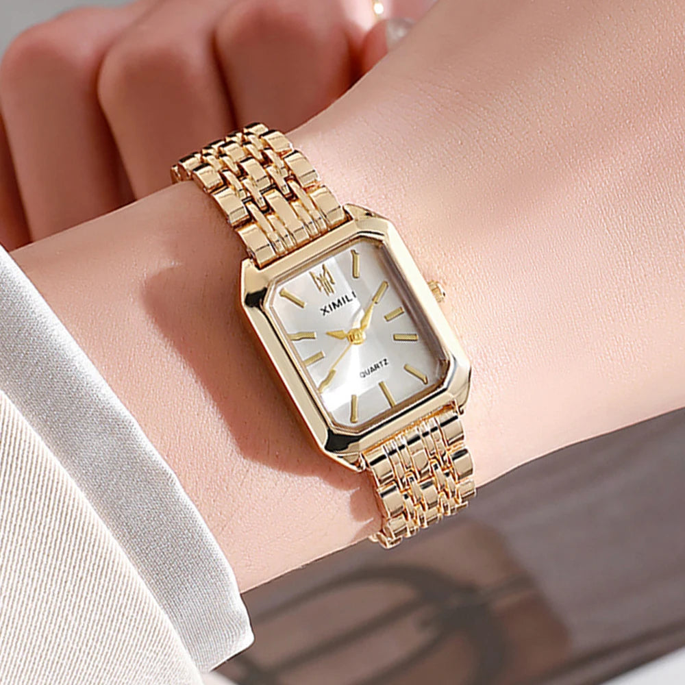 New Women Watch Light Luxury Brand Stainless Steel Ladies Business Watches Female Student Fashion Quartz Wristwatch