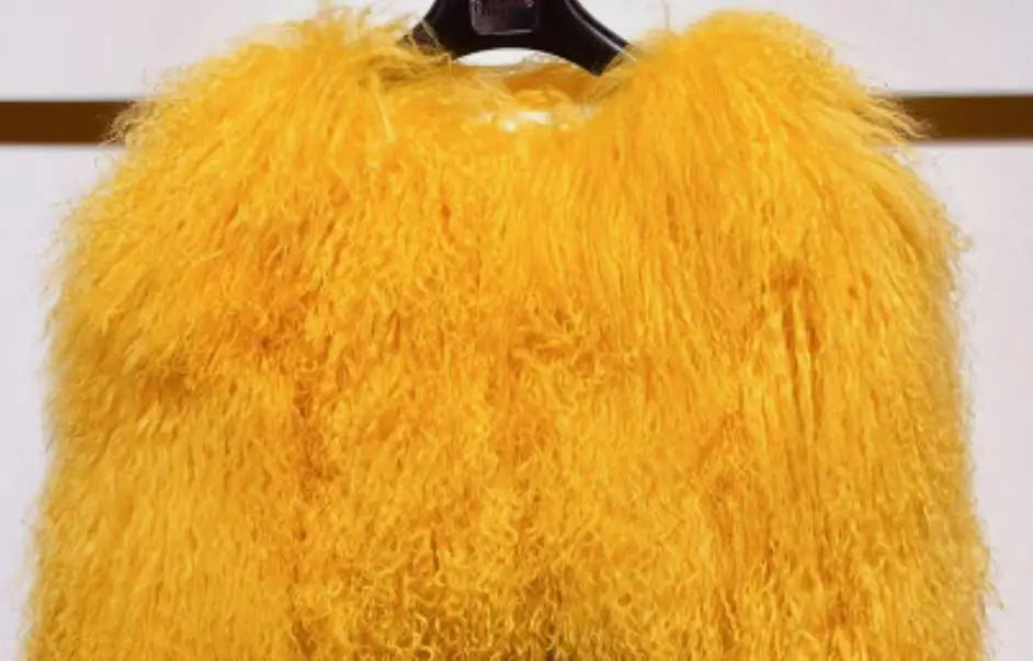 Mongolian fur coat fur jacket women's elegant fluffy solid color thickened thermal long sleeve coat winter fashion oversized lad