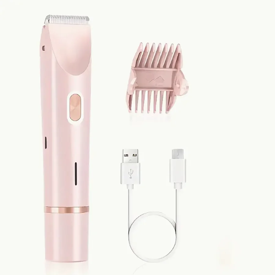 Two-in-one electric shaver for women - Wet and dry hair remover, suitable for face, eyebrows, legs and armpits - Portable bikini
