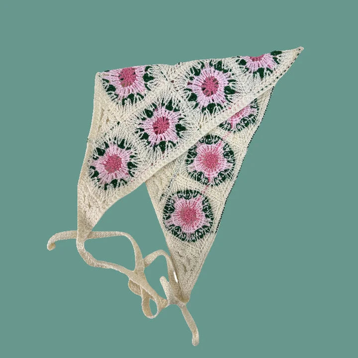 Elegant Knitted Triangle Scarf Headband for Women Fashion Girl strawberry Versatile pattern Hair Band Hair Accessory