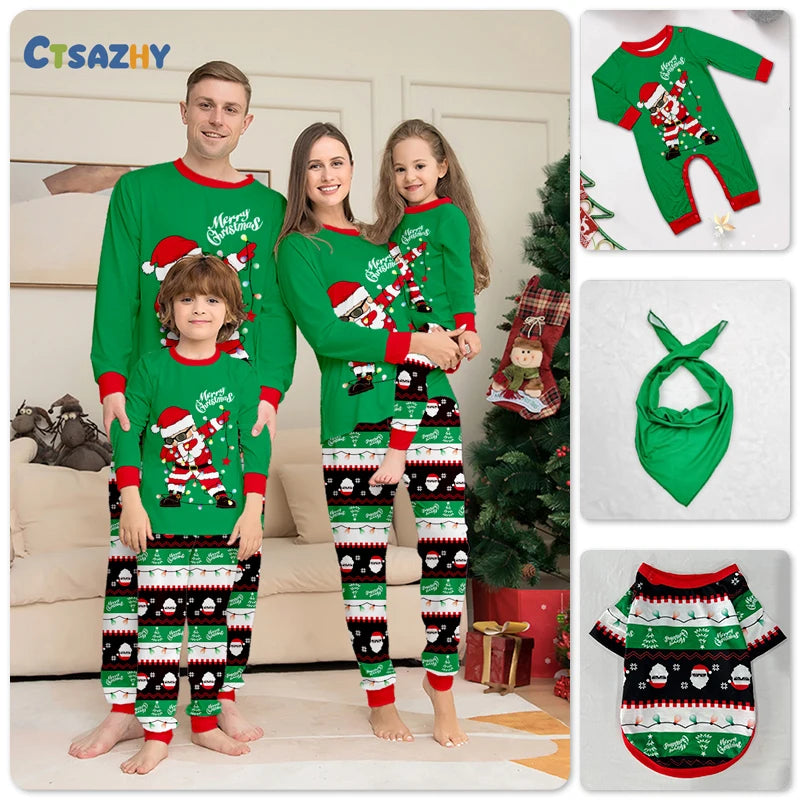 Christmas Family Matching Outfits Mom Dad Kids 2 Pieces Pajamas Set Baby Casual Loose Sleepwear Xmas Family Look Pyjamas