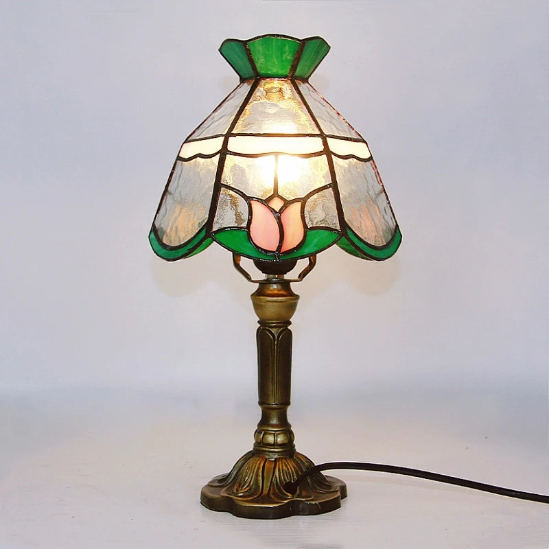E27 Retro Baroque LED Table Lamps Mediterranean Vintage Stained Glass Bedroom Reading Cafe Bar Decor Desk Lights With EU/US Plug