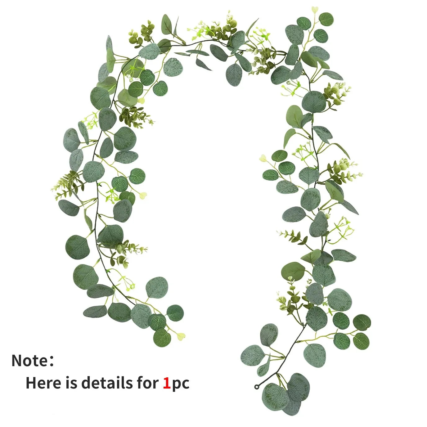 1pc Artificial Eucalyptus Leaves Greenery Garland Faux Plant Spring Vines With White Flowers Berries Wedding Home Party Decor