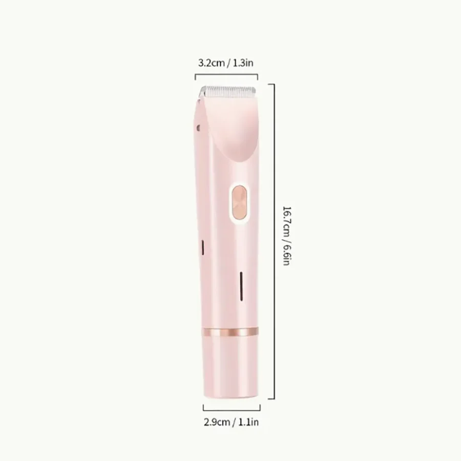 Two-in-one electric shaver for women - Wet and dry hair remover, suitable for face, eyebrows, legs and armpits - Portable bikini