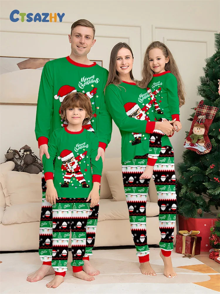 Christmas Family Matching Outfits Mom Dad Kids 2 Pieces Pajamas Set Baby Casual Loose Sleepwear Xmas Family Look Pyjamas