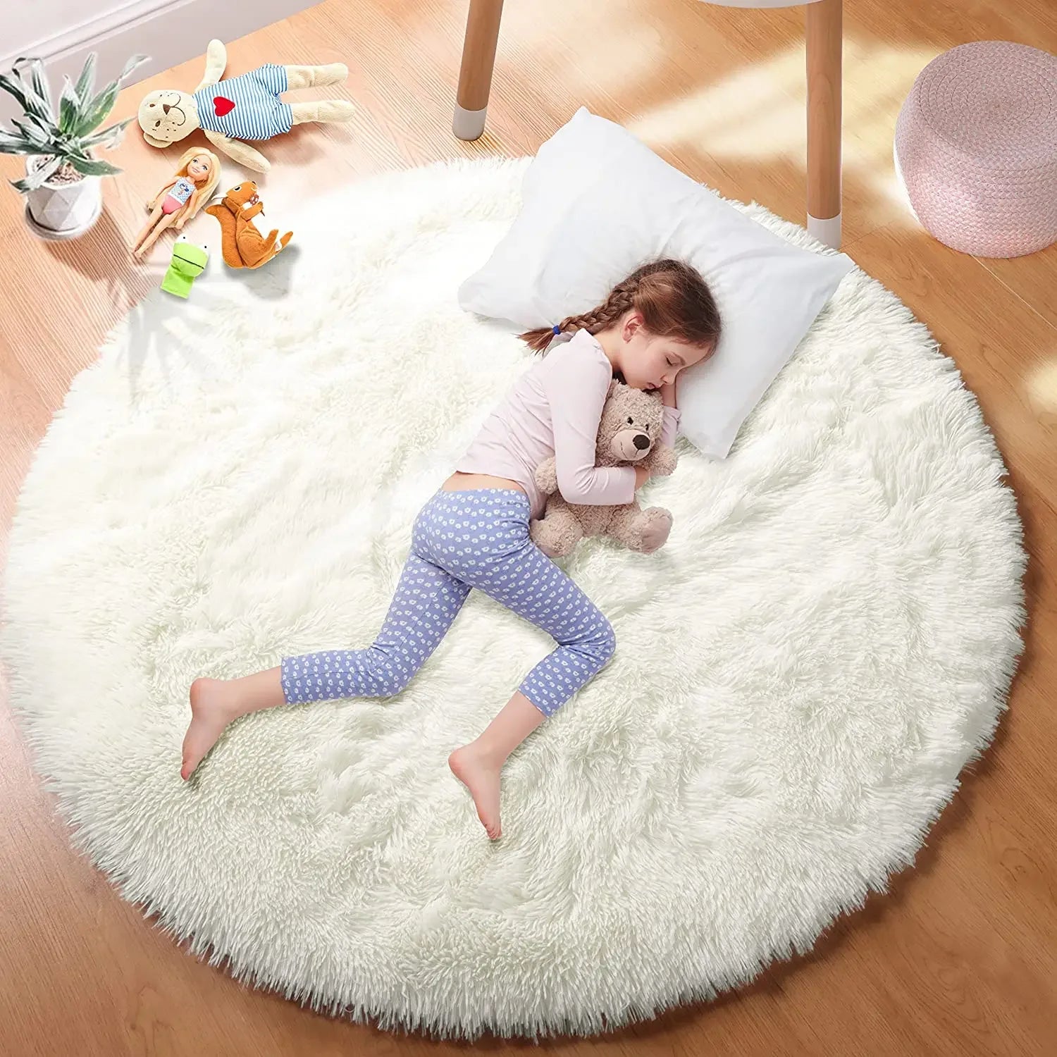 Fluffy Round Plush Rug