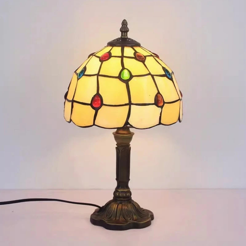 E27 Retro Baroque LED Table Lamps Mediterranean Vintage Stained Glass Bedroom Reading Cafe Bar Decor Desk Lights With EU/US Plug