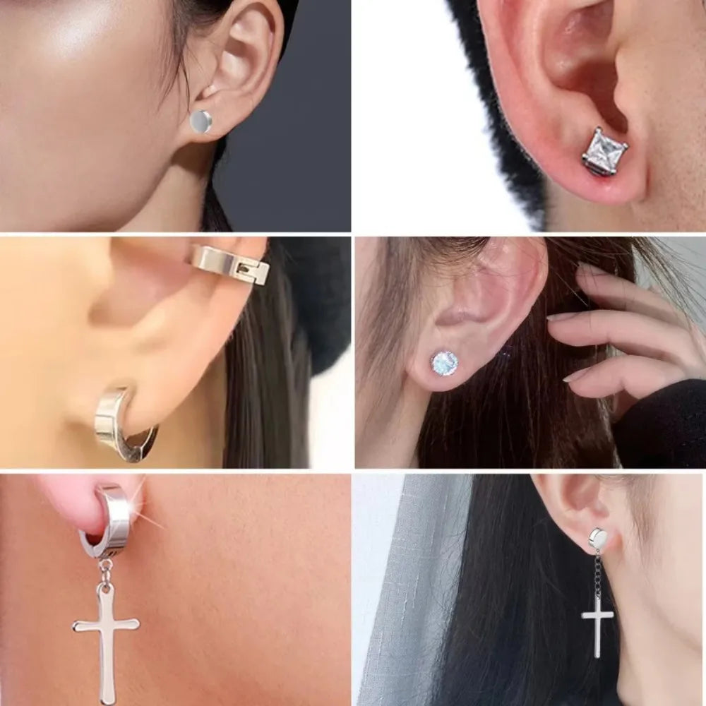 1-12 Pair Fashion Magnetic Clip Ear Stud Non Piercing Earrings Fake Earrings Gift for Men Women Jewelry