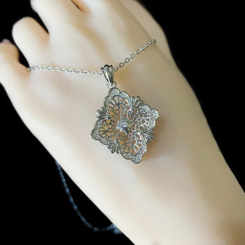 MDL Moissanit. Style Italian Antique Style Court Necklace Real Gold Plated Vintage French Vintage Daily Pendant Women