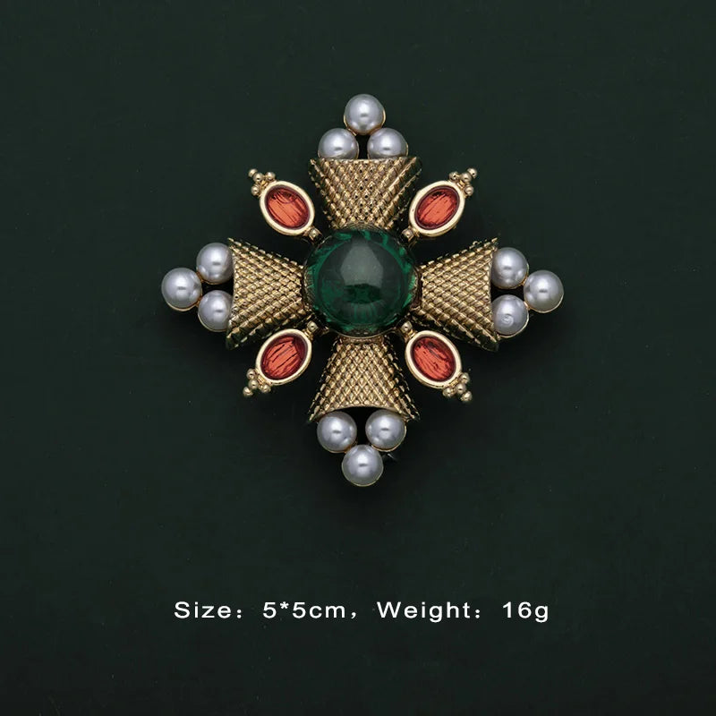 Baroque Crystal Pearl Rectangle Brooch