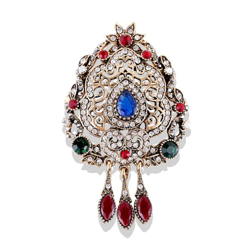 Baroque Style Vintage Women Men Fashion Crystal Brooches Pins Retro Palace Metal Badges Lapel Pin Unisex Party Corsage Jewelry