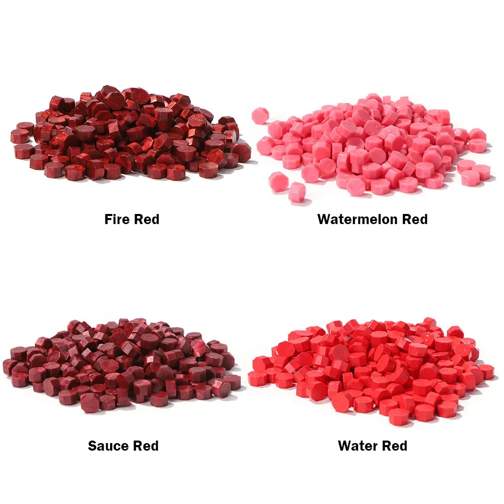 100pcs Octagon Red Sealing Wax Beads Retro Seal Stamp Beaded for Wedding Birthday Card Vintage Craft Envelope Letter Decor