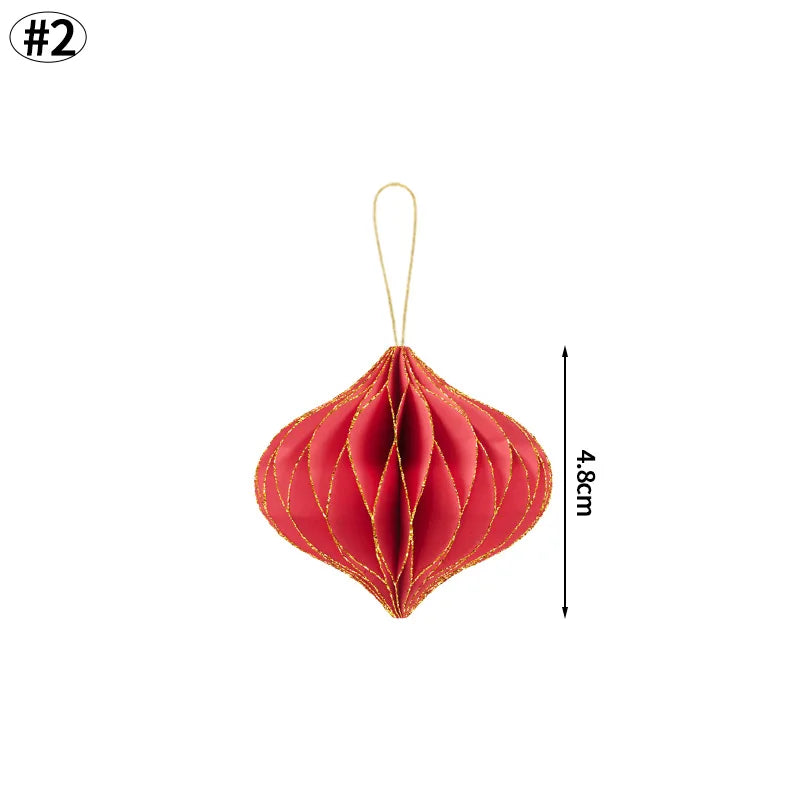 3D Christmas Decorations Christmas Tree New Year Hanging Pendants Paper Lantern 2026 Navidad Wedding New Year Decorations