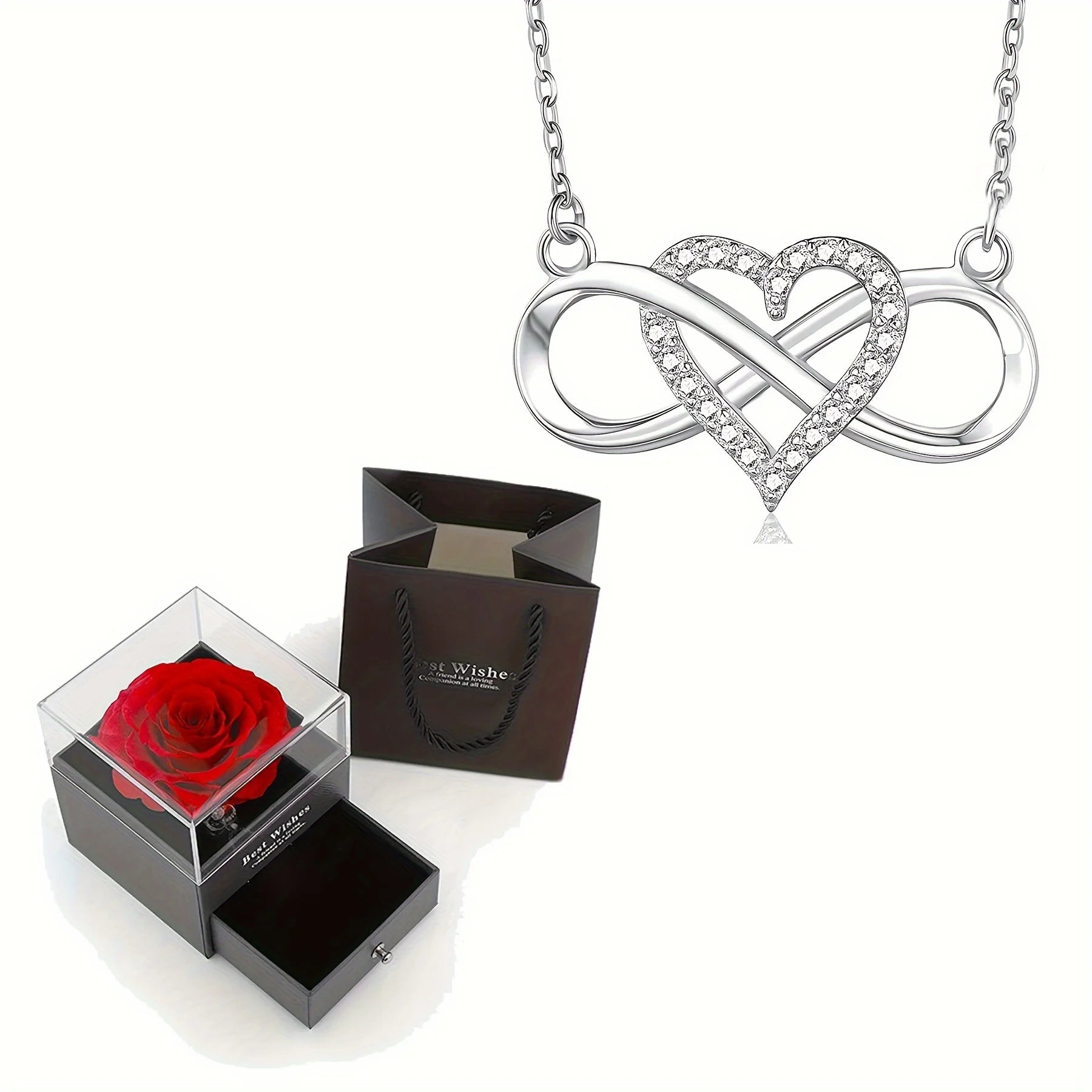 Luxury Heart Pendant Necklaces With Rose Gift Box For Women Christmas Valentine Girlfriend Romantic Trendy Wedding Jewelry