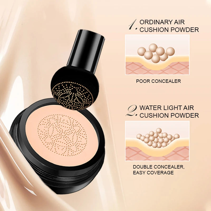 Ocheal BB Cream Air Cushion Compact Make Up Foundation Concealer Cream for Face Cosmetics Makeup Mushroom Head Puff
