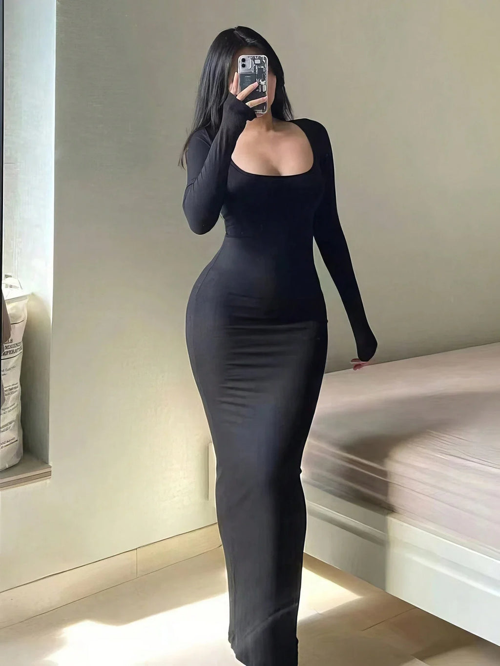 Chic Long Sleeve Bodycon Dress