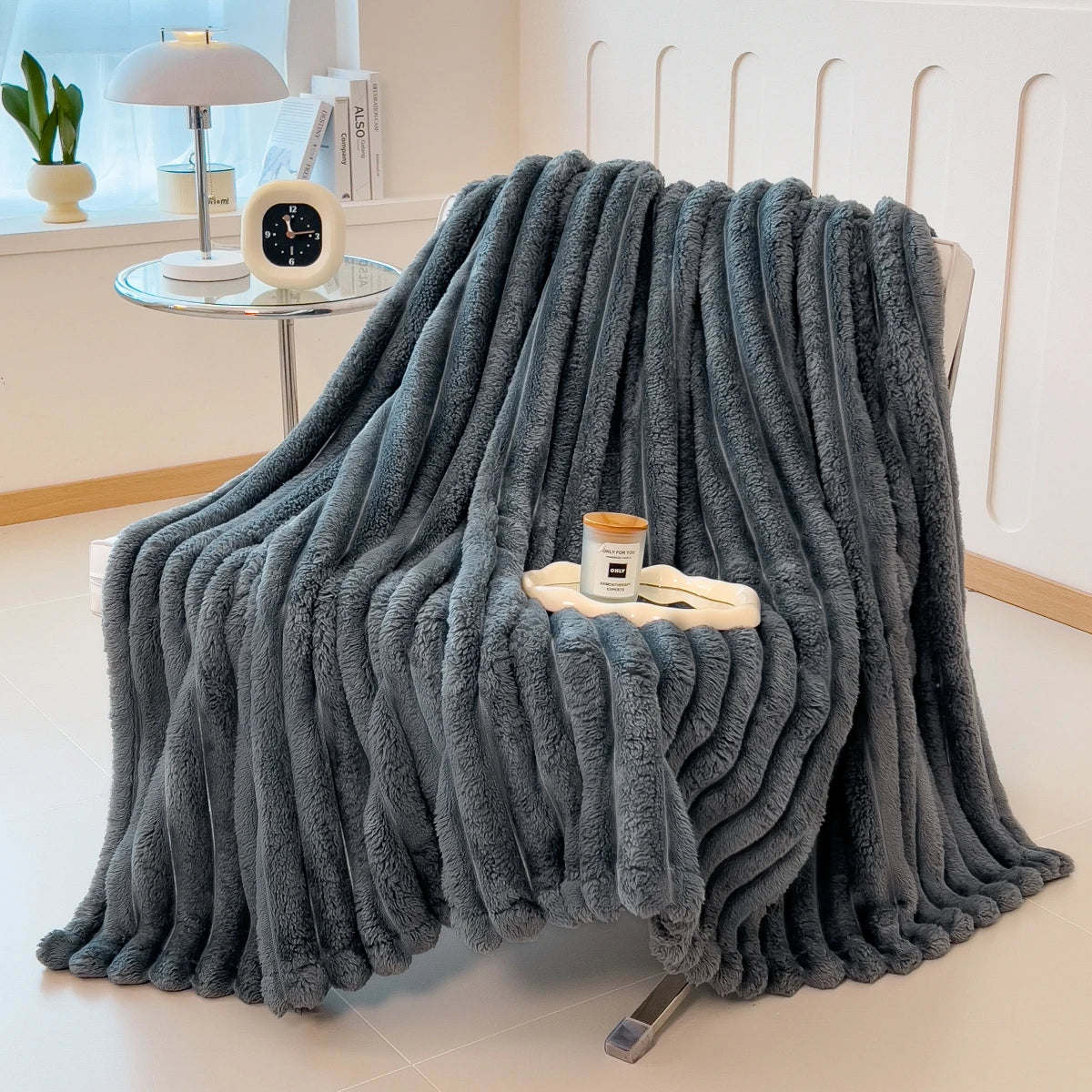Cozy Striped Bed & Nap Blanket