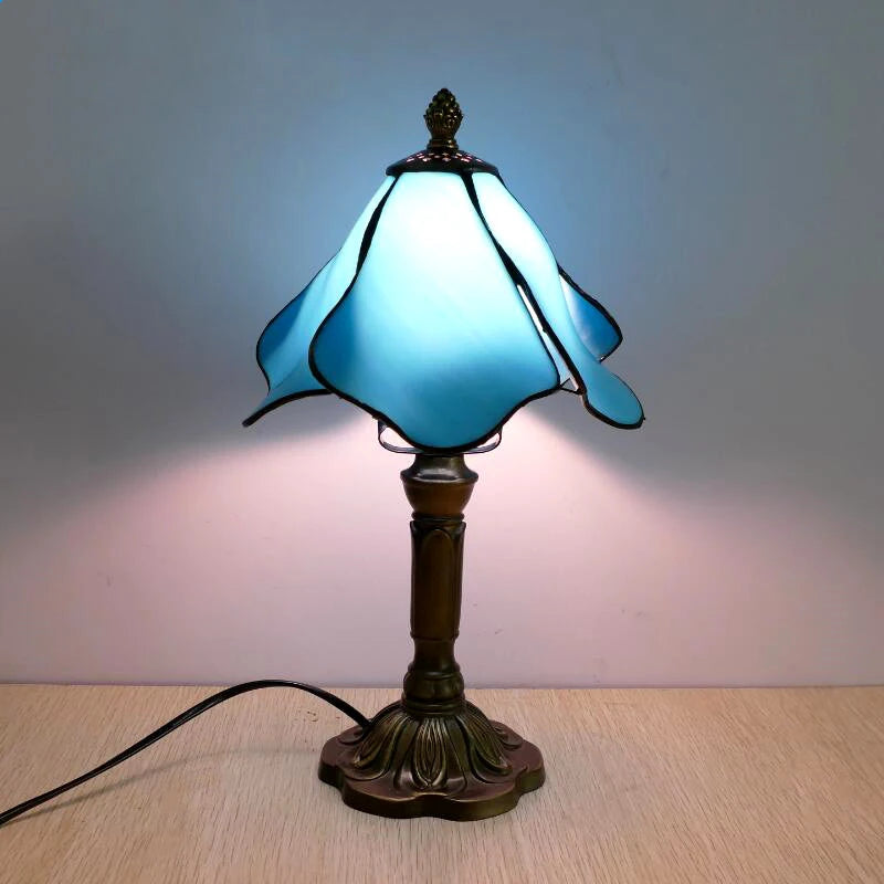 E27 Retro Baroque LED Table Lamps Mediterranean Vintage Stained Glass Bedroom Reading Cafe Bar Decor Desk Lights With EU/US Plug