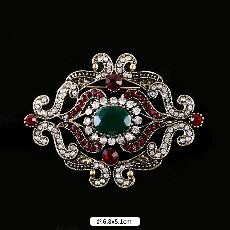 Baroque Style Vintage Women Men Fashion Crystal Brooches Pins Retro Palace Metal Badges Lapel Pin Unisex Party Corsage Jewelry