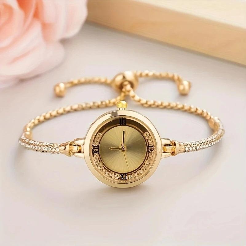 Fashion Women's Wristwatch Gold Bracelet Small Dial Elegant Watch New Cute Women Steel Bracelet Watch Quartz Wristwatch