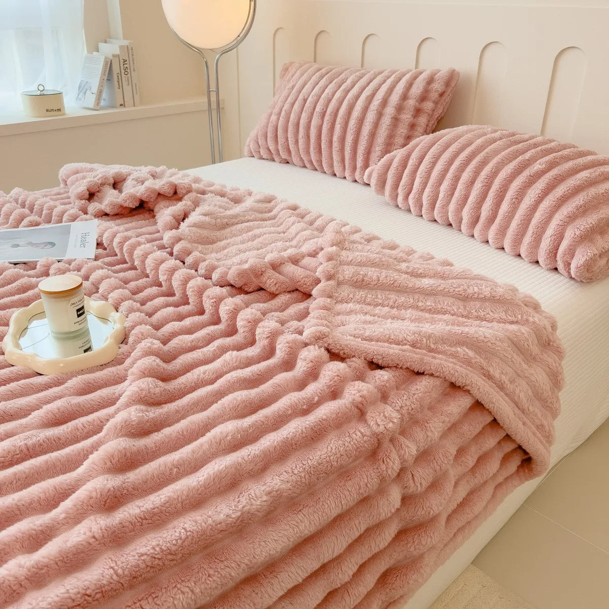 Cozy Striped Bed & Nap Blanket