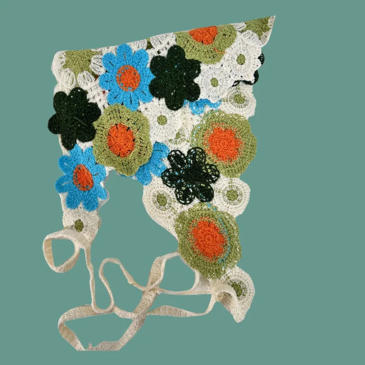 Elegant Knitted Triangle Scarf Headband for Women Fashion Girl strawberry Versatile pattern Hair Band Hair Accessory