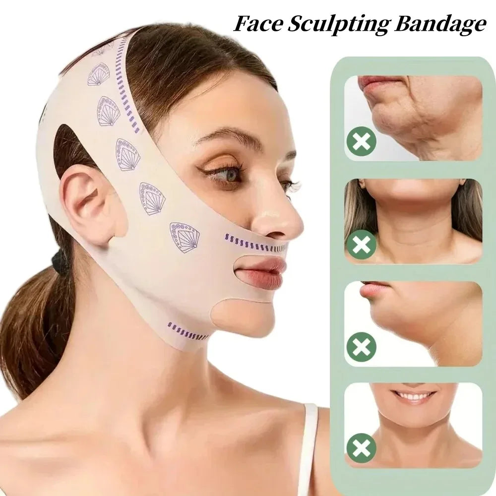 V Face Breathable Band Cheek Lift Up Face Thin Mask Reduce Double Chin V-Line Shaping Bandage Anti Wrinkle Face Bandage