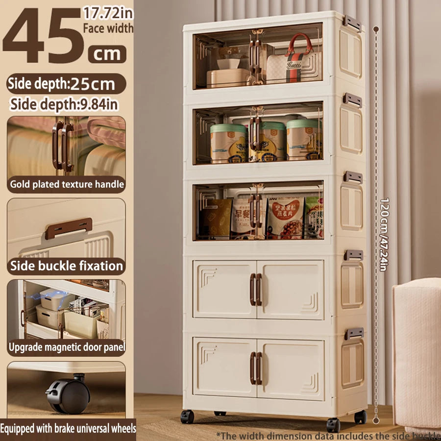 45/55/65cm Length Multifunction Storage Cabinet Large Capacity Foldable Easy-to-Install Storage Box Dustproof Wardrobe