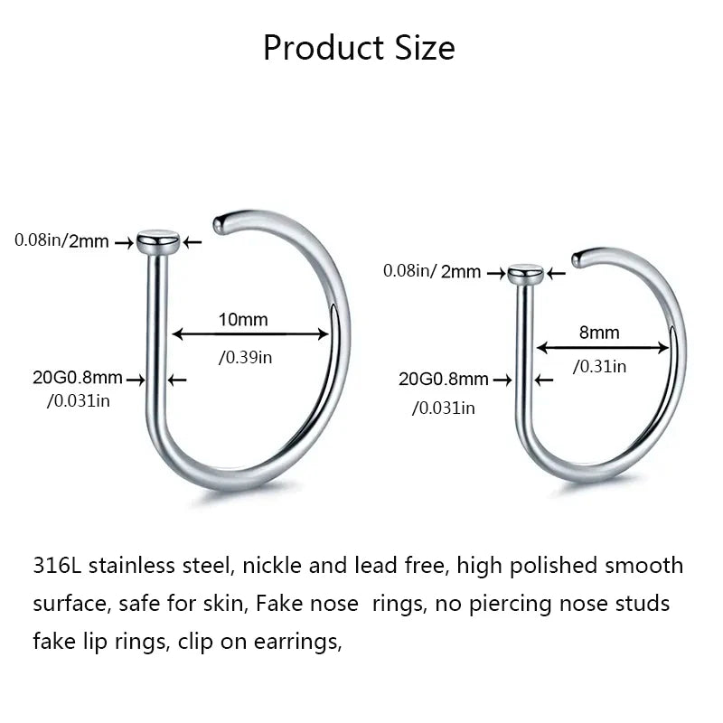 Fake Piercing Nose Rings for Women Men