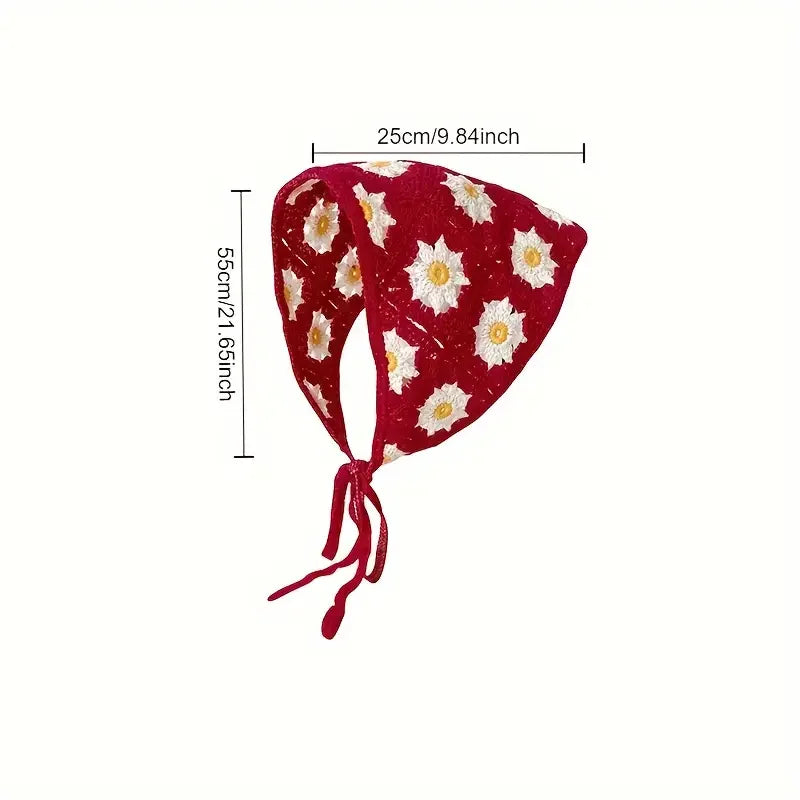 Elegant Knitted Triangle Scarf Headband for Women Fashion Girl strawberry Versatile pattern Hair Band Hair Accessory