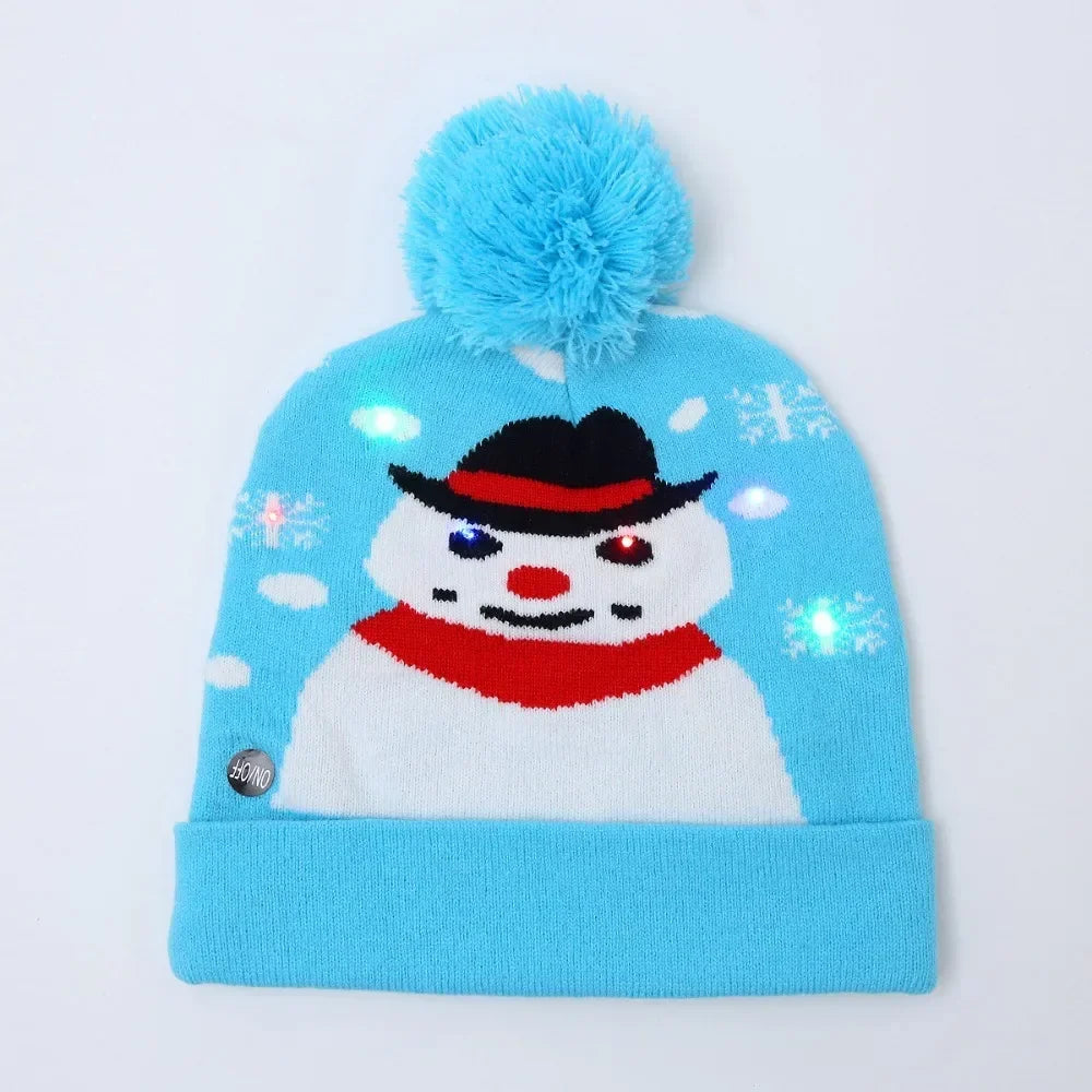 LED Christmas Knitted Hat Light Up Xmas Beanie Cap Unisex Winter Beanie Sweater Hat with Colorful LEDs for Christmas New Yea