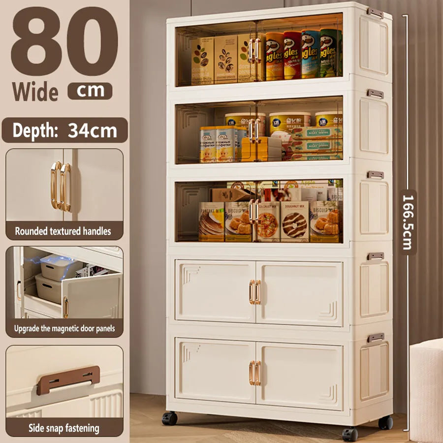 45/55/65cm Length Multifunction Storage Cabinet Large Capacity Foldable Easy-to-Install Storage Box Dustproof Wardrobe