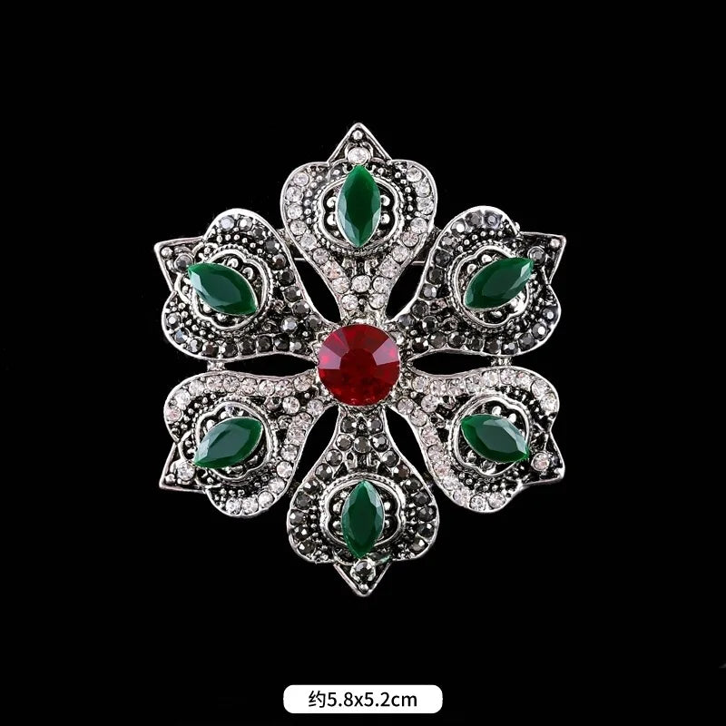 Baroque Style Vintage Women Men Fashion Crystal Brooches Pins Retro Palace Metal Badges Lapel Pin Unisex Party Corsage Jewelry