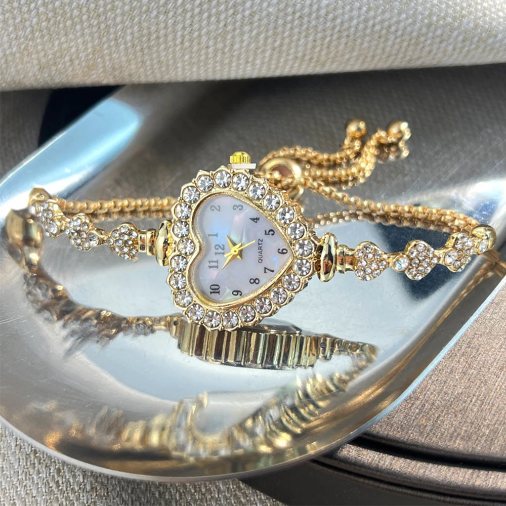 Fashion Heart Ribbon Strap Watch