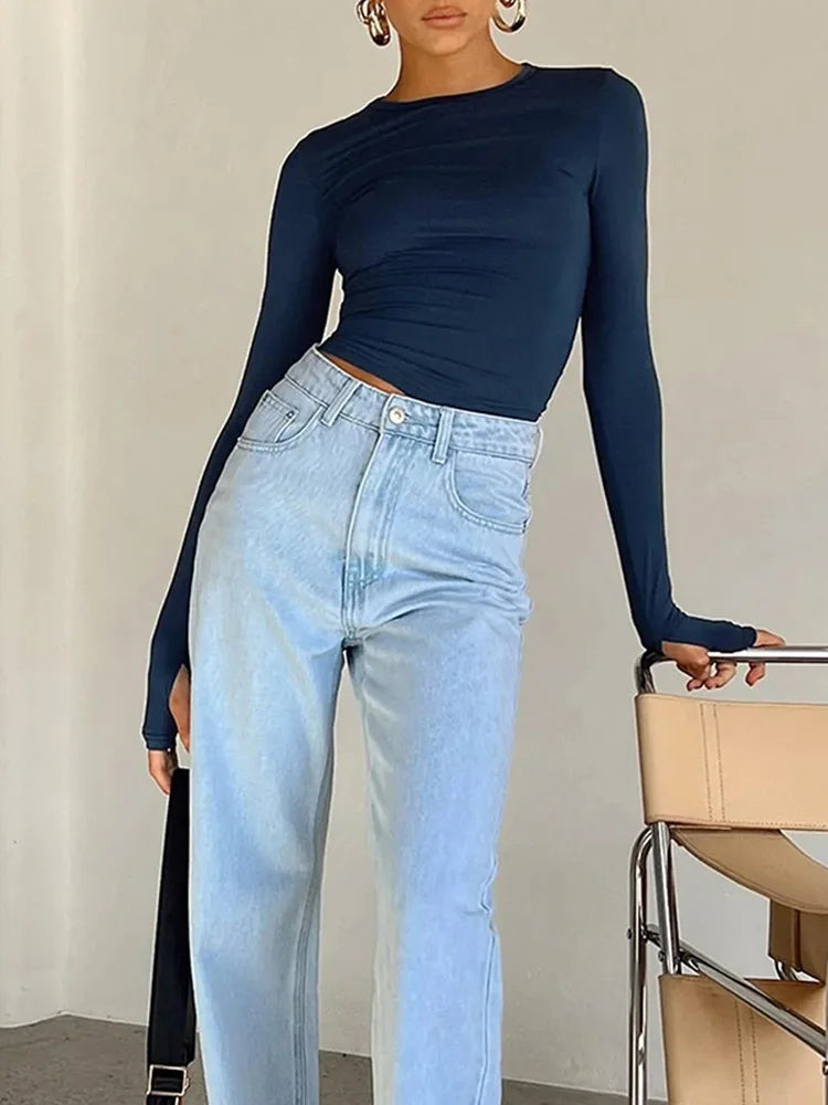 Slim Fit Long Sleeve Crop Top