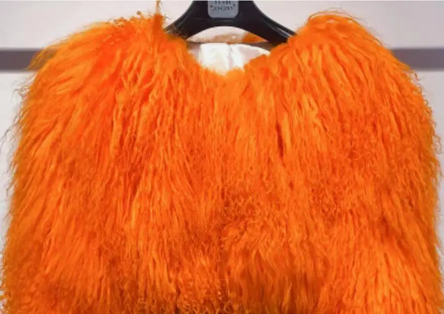 Mongolian fur coat fur jacket women's elegant fluffy solid color thickened thermal long sleeve coat winter fashion oversized lad