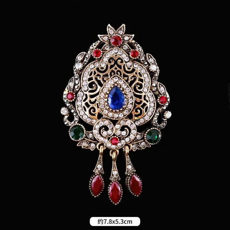 Baroque Style Vintage Women Men Fashion Crystal Brooches Pins Retro Palace Metal Badges Lapel Pin Unisex Party Corsage Jewelry