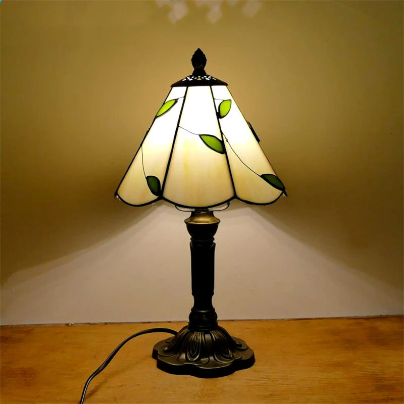 E27 Retro Baroque LED Table Lamps Mediterranean Vintage Stained Glass Bedroom Reading Cafe Bar Decor Desk Lights With EU/US Plug