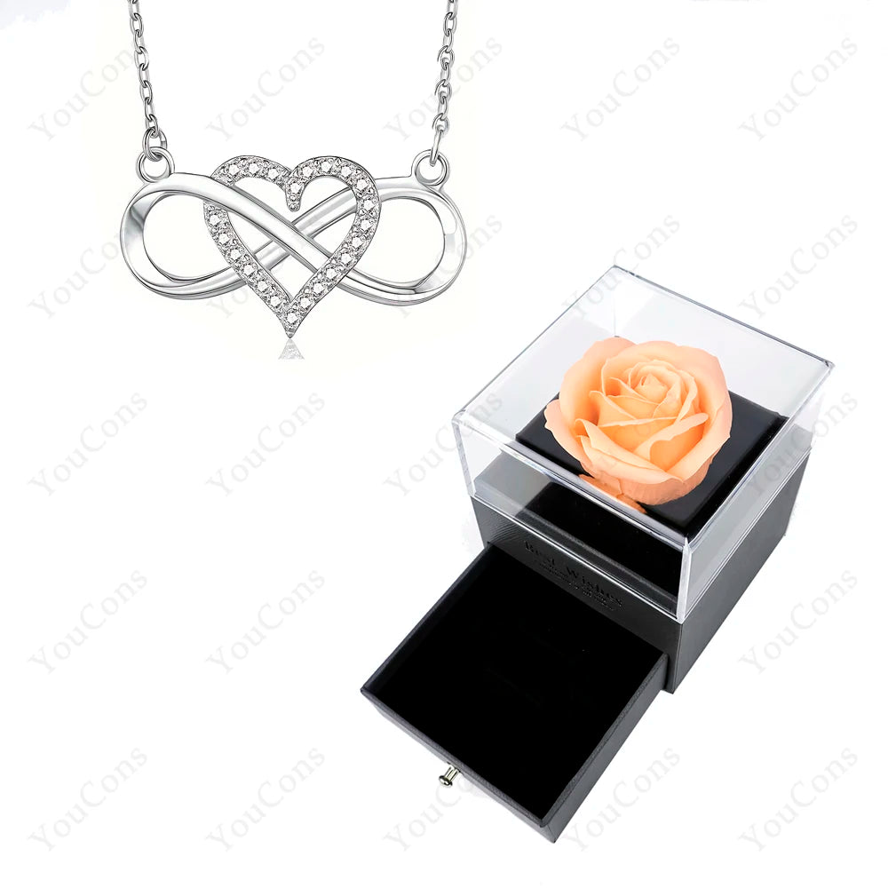 Luxury Heart Pendant Necklaces With Rose Gift Box For Women Christmas Valentine Girlfriend Romantic Trendy Wedding Jewelry