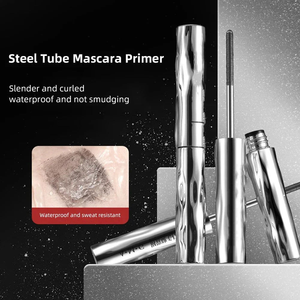 Waterproof Metallic Tube Mascara Black Silk Fiber Long Curling Non-Clumping Eyelash Extensions Spiral Makeup for Eyes