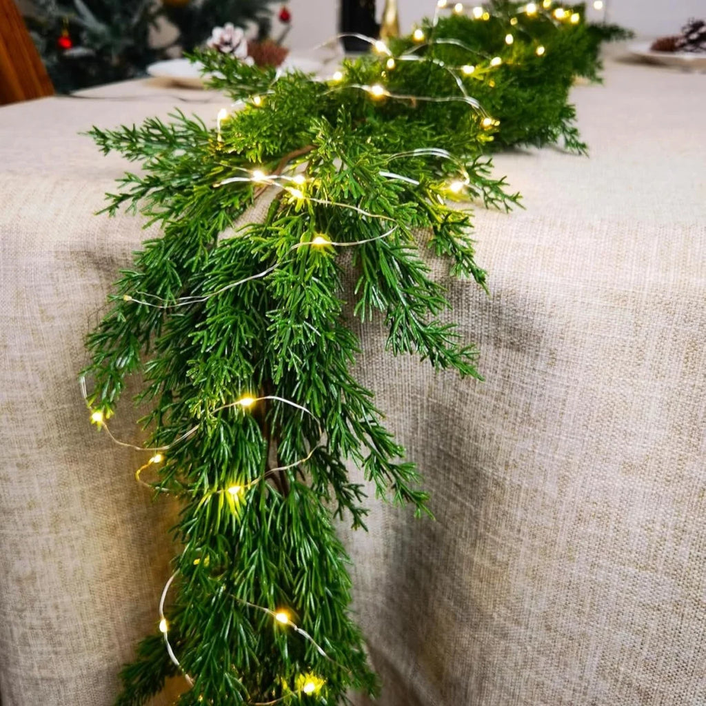 1Pcs Christmas Cedar Pine Garlands,Artificial Cedar Garland,Mantle,Wall,Indoor,Outdoor Christmas Decorations